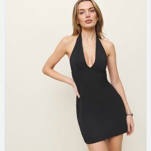 Reformation Black Halter Dress